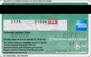 American Express Kartica Zadnja Strana